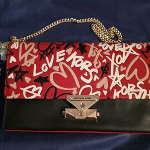 Michael Kors Red Graffiti Leather Crossbody Bag